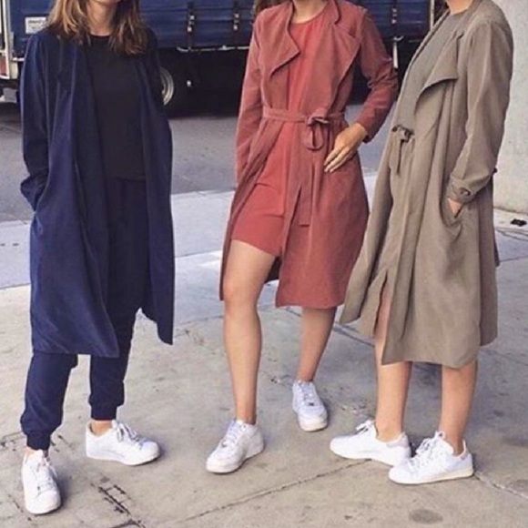 Vintage American Apparel Dylan Trench Coat Navy - Picture 4 of 5